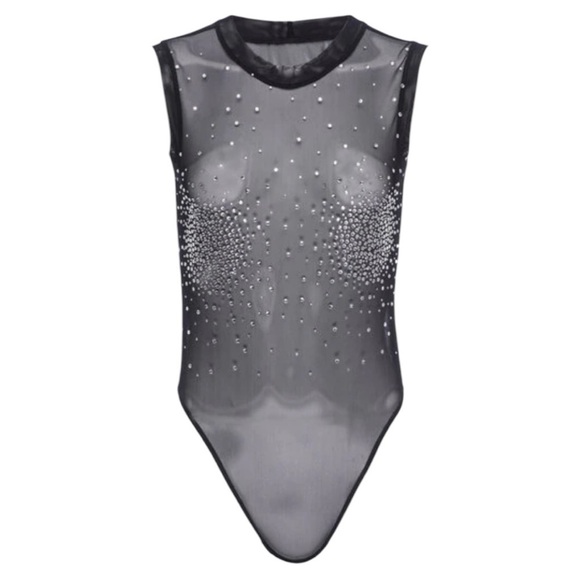 NWOT Good American bodysuit with rhinestones - Picture 1 of 6